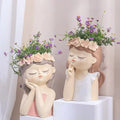Hot Selling Cartoon Fairy Resin Vase Sculpture Handicraft Home Decoration Flower Pots Planter with Plant Resin Crafts