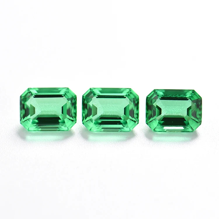 High Quality Green Color Rectangle Shape Columbia Emerald Cut 1 Carat Lab Grown  Gemstone