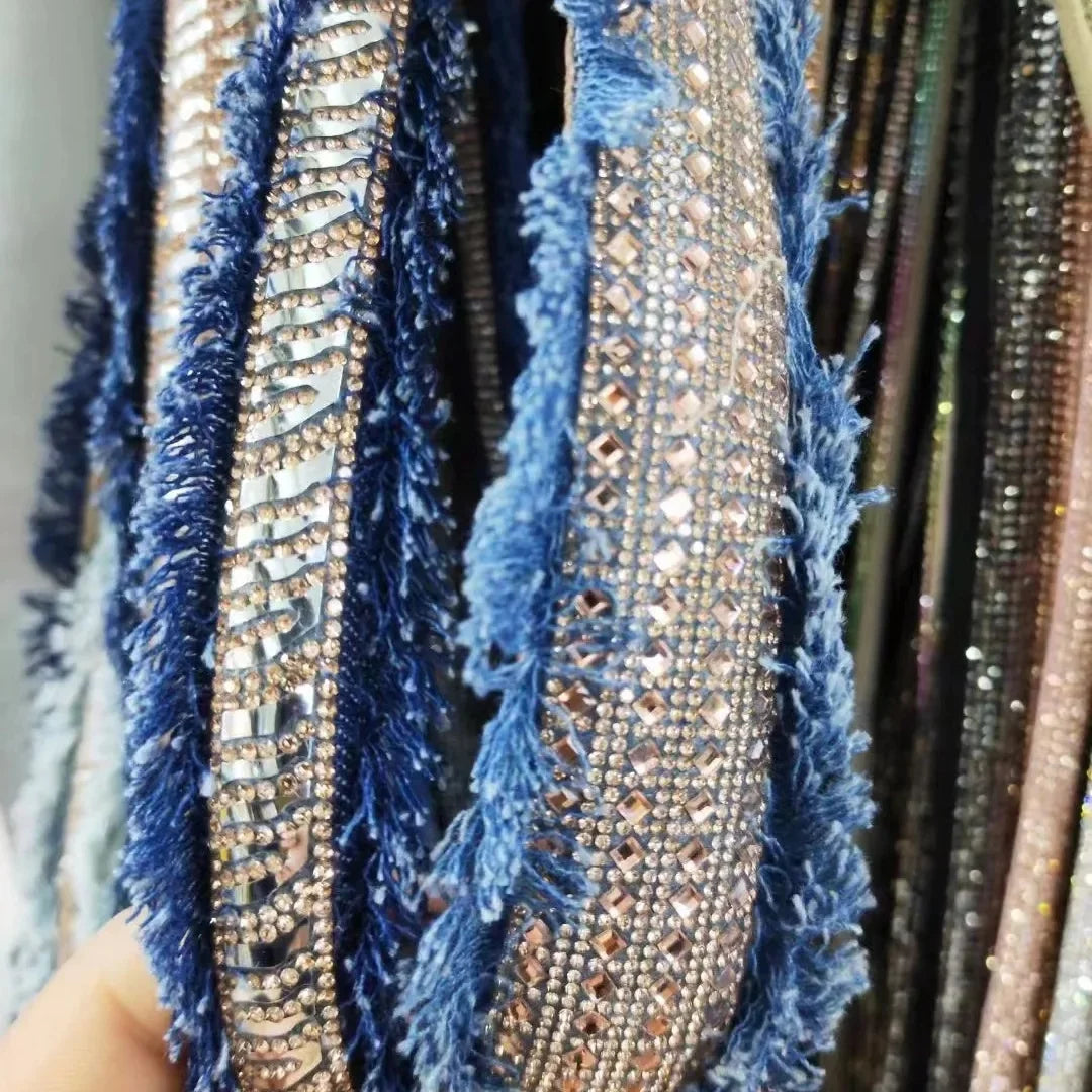 R008 1cm Rhinestone Strips Shoes Decoration Crystal Cord Rhinestone Rope for Sandals