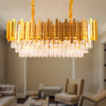 31.4'' Modern Gold K9 Crystal LED Hanging Light Chandelier Luxury Living Room E12 Lamp for Home Application