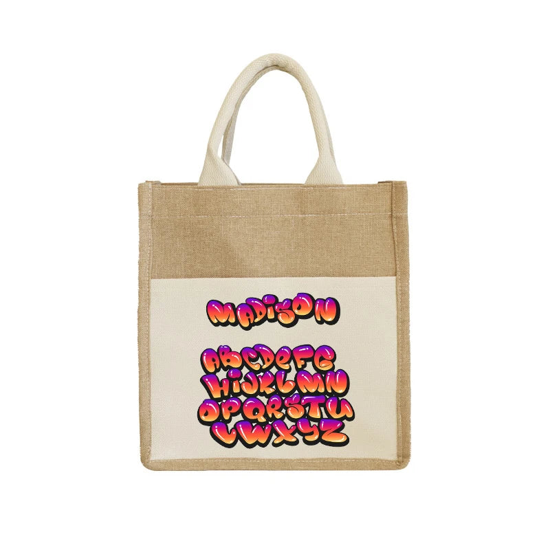 Sublimation Jute Storage Bag Blanks Burlap Beach Storage Bag with Handles Reusable DIY Canvas Gift for Bridesmaid