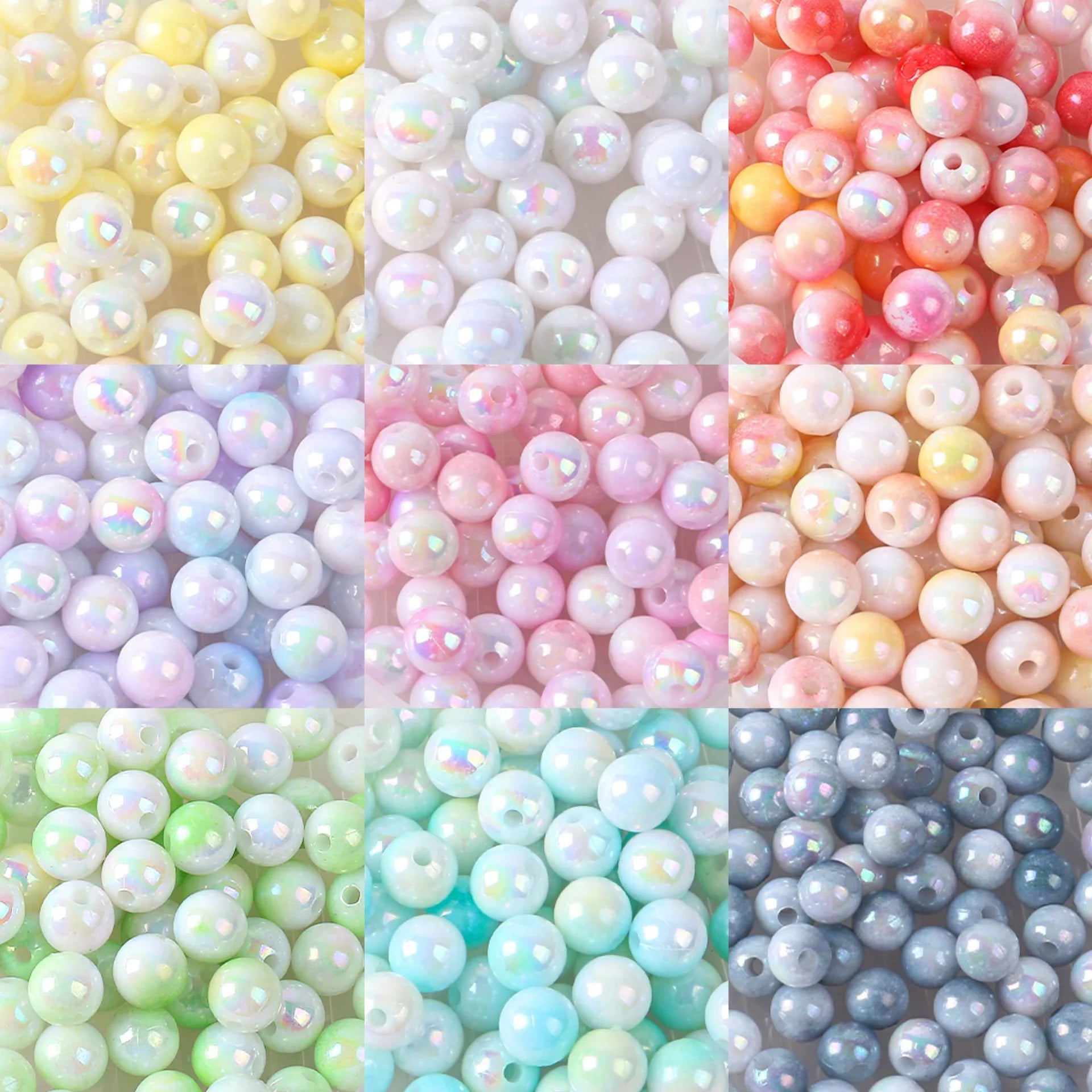 100pcs AB Colors Acrylic Round Bubble Beads Plastic Bubblegum Spacer Bead Charms for Earrings Bracelet Necklace