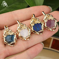 Trendy Classic Children's Pendants Natural Stone Gold/Silver Flower Charms Healing Crystal DIY Jewelry Supplies Findings
