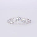 14k White Gold Lab Grown Diamond Round Shape 5pcs Stone Ring