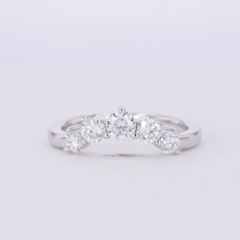 14k White Gold Lab Grown Diamond Round Shape 5pcs Stone Ring