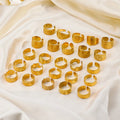 Nabest 18K Gold Plated Women Geometric Width Joint Ring Stainless Steel Waterproof Vintage Finger Ring Jewelry