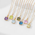 Hot Sale 925 Sterling Silver Color square 5a Zircon 18k Gold Plated Pendant Necklace for Women