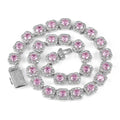 NUOYA Fashion Pink Crystal Choker for Women Micro Pave Bling CZ Stone Iced Out Cluster Tennis Chain Necklace