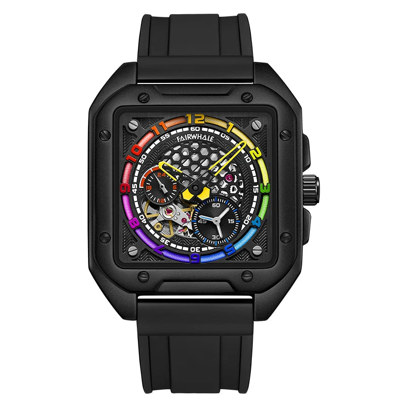Competitive Price OEM Automatic Watch Supplier Luxury Skeleton Fashion Rubber Mechanical Watch Manufacturer for Men