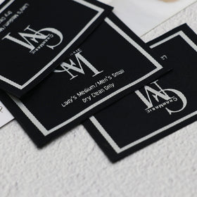 Custom Brand Name Woven Clothing Labels With Logo Printed Garment Tags for Clothes Bags Shoes Accessories Made Cloth Material