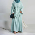 Kimono Matching Sleeveless Abaya Islamic Clothing 2 Piece Abaya Set for Muslim Women