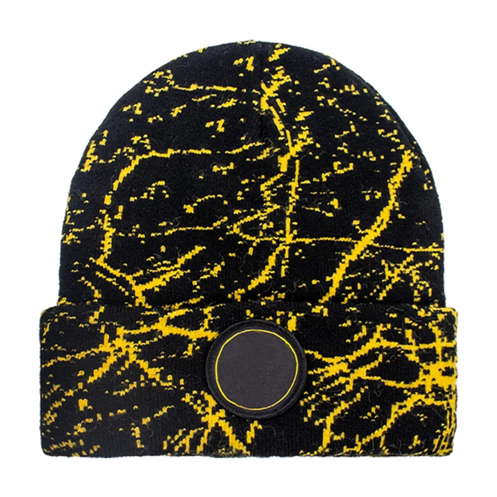 OEM ODM Headwarmer Designer Knit Hat Unisex Woven Patch Jacquard Knitted Thick Beanie