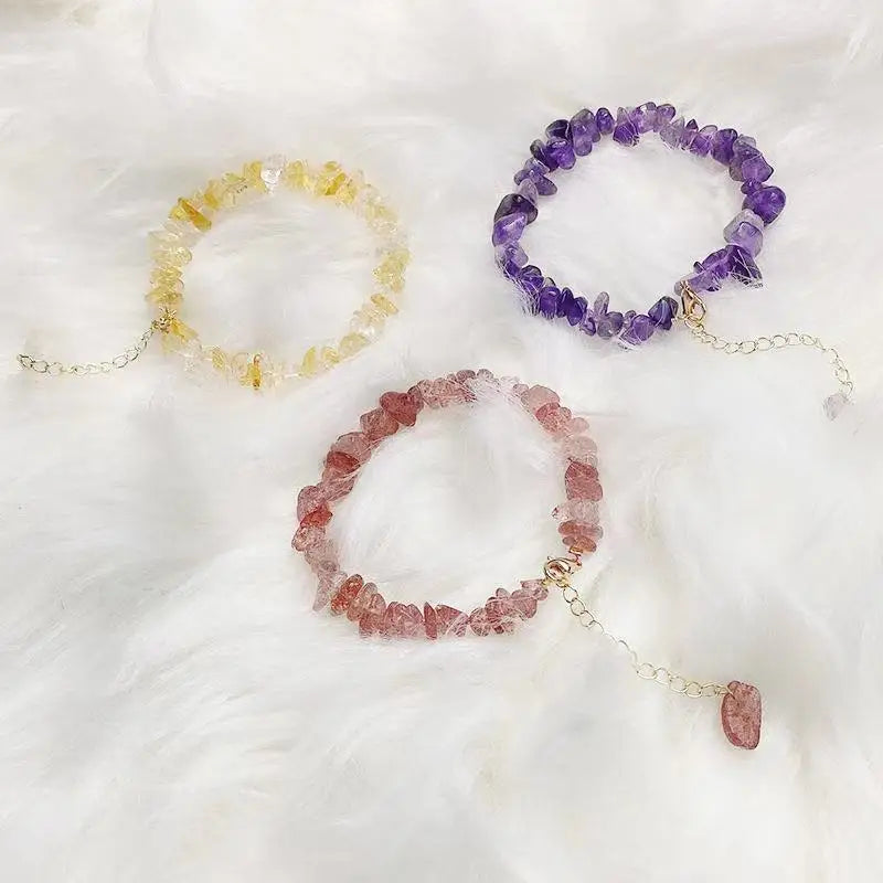 HOVANCI Irregular Natural Crystals Chakras Stone Bracelet 12 Purple Natural Stone Crushed Bracelet
