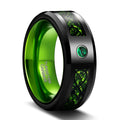 OAHLAN 8MM Tungsten Rings for Men Women Black/Blue/Green/Red Cubic Zirconia Ring Tungsten Beveled Edge Eternity Ring