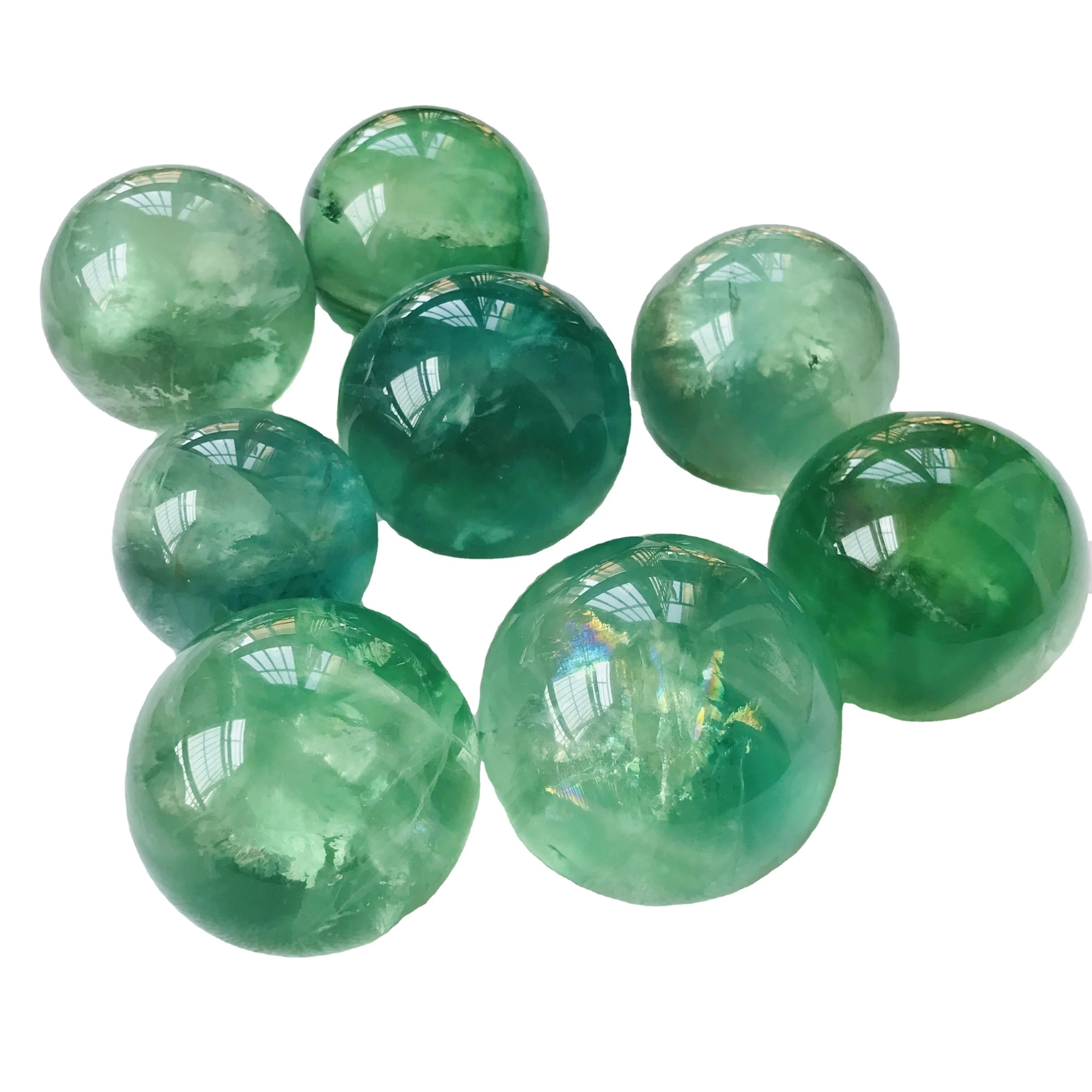 Natural Gemstones Crystals Healing Stones Ball Rainbow Green Fluorite Crystal Spheres for Decorate