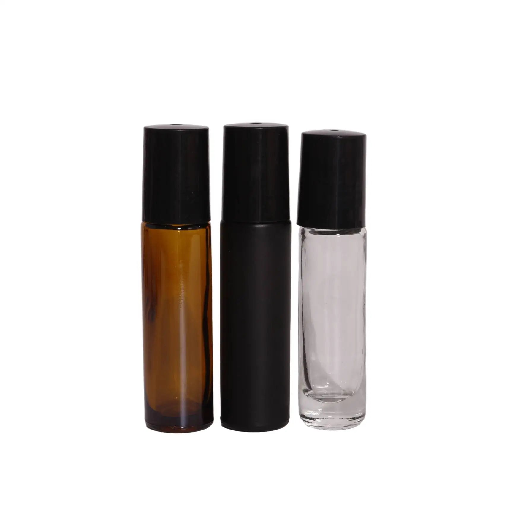 Skincare Empty 4ml-15ml Matte Black Amber Clear Screen Printed Perfume Roll on Glass Bottles with Steel for