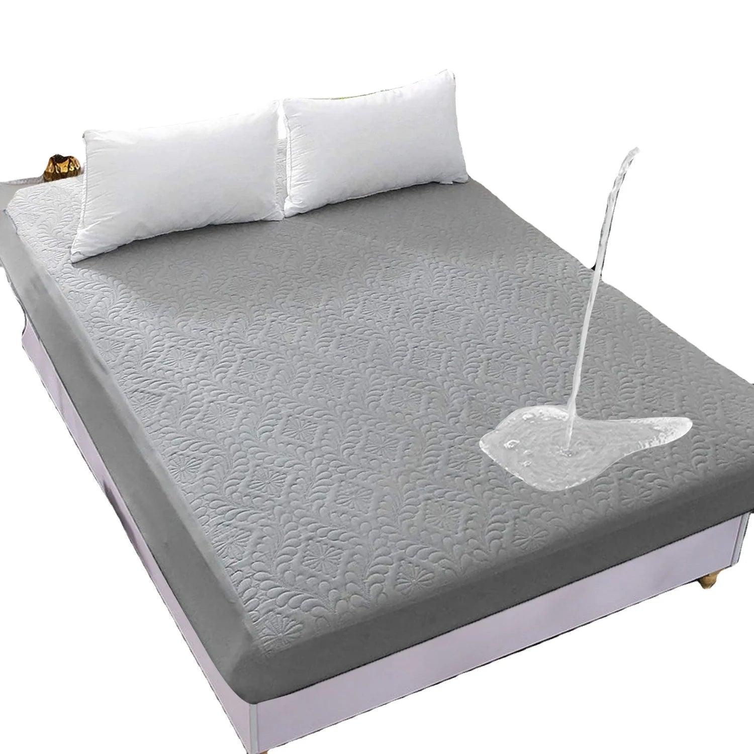 RTS Stereoscopic Pattern Waterproof Terry Towel Mattress Protector Cover Bedsheet
