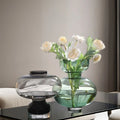 Wholesale Nordic Colored Vase Restaurant Home Special-Shaped Gradient Green Glass Vase Creative Gourd Shape Big Belly Bud Vase