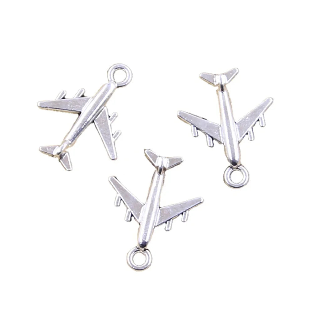 Charms Airplane Plane 21x17mm Handmade Making FitVintage Tibetan Silver Color PendantsDIY for Bracelet Necklace