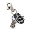 Punk Accessories Leather Keychain Multi-purpose Alloy Anchor Rudder Pendant Keyring Hook for Men MegaBDM