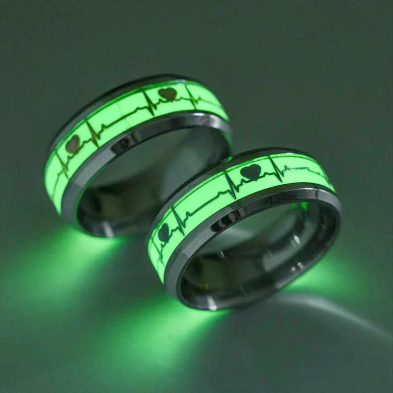 Wholesale European and American Ring Stainless Steel Couple Rings ECG Luminous Couple Ring