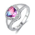 Wholesale 925 Sterling Silver Geometric Heart Shape Gemstone Fashion Rainbow Stone Zircon Diamond Ring