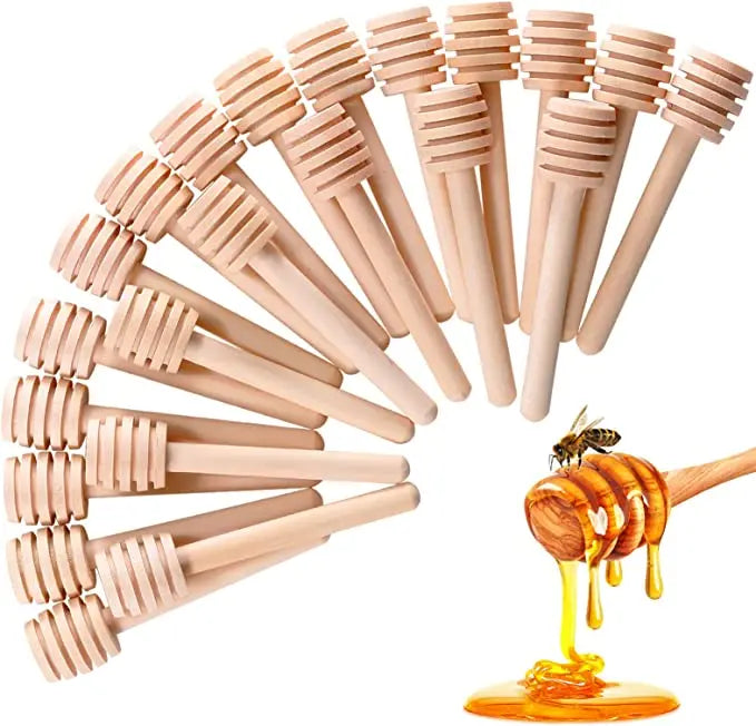 Tailai Wooden Honey Server 3 Inch Sticks Honey Jar Dispense Drizzle Honey and Wedding Party Favors House Decoration