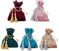 Eco Friendly Wholesale Promotional Logo Small Cotton Favor Drawstring Tassels Storage Bags