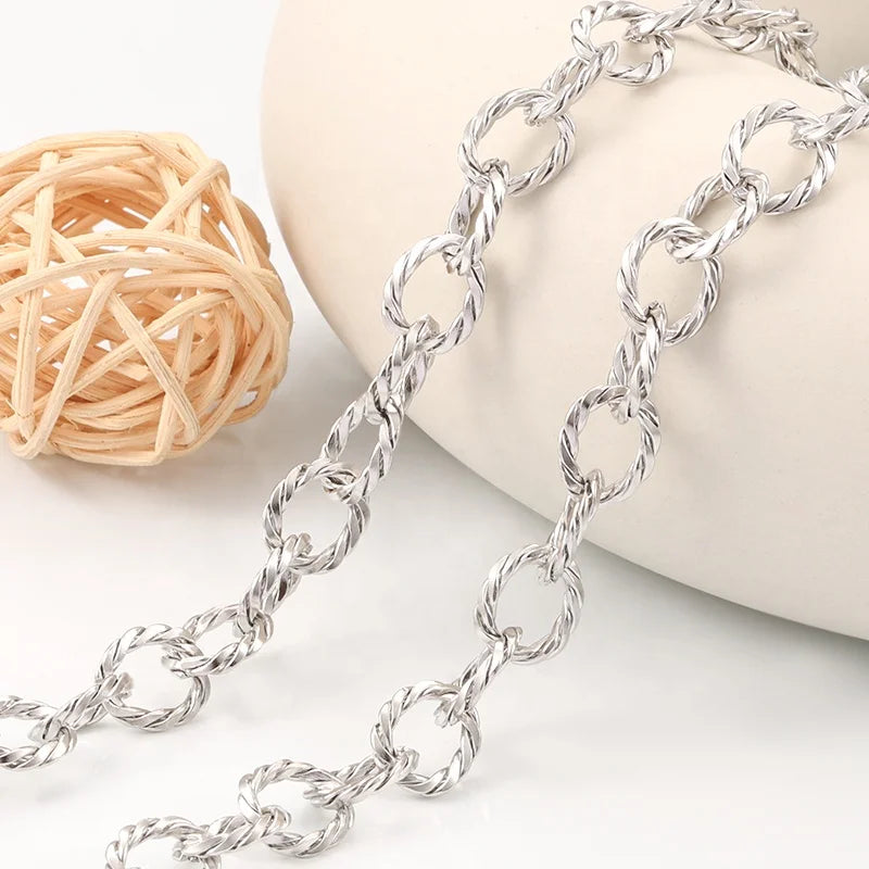 Hot Sales Fashion Stainless Steel Twisted Handmade Chains Jewelry Accessories for Women Men DIY Titanium Necklace and Bracelet