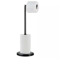 Free Standing Black Toilet Paper Holder with Shelf Standing Stainless Steel Toilet Roll Tissue Holder for Bathroom Accessories