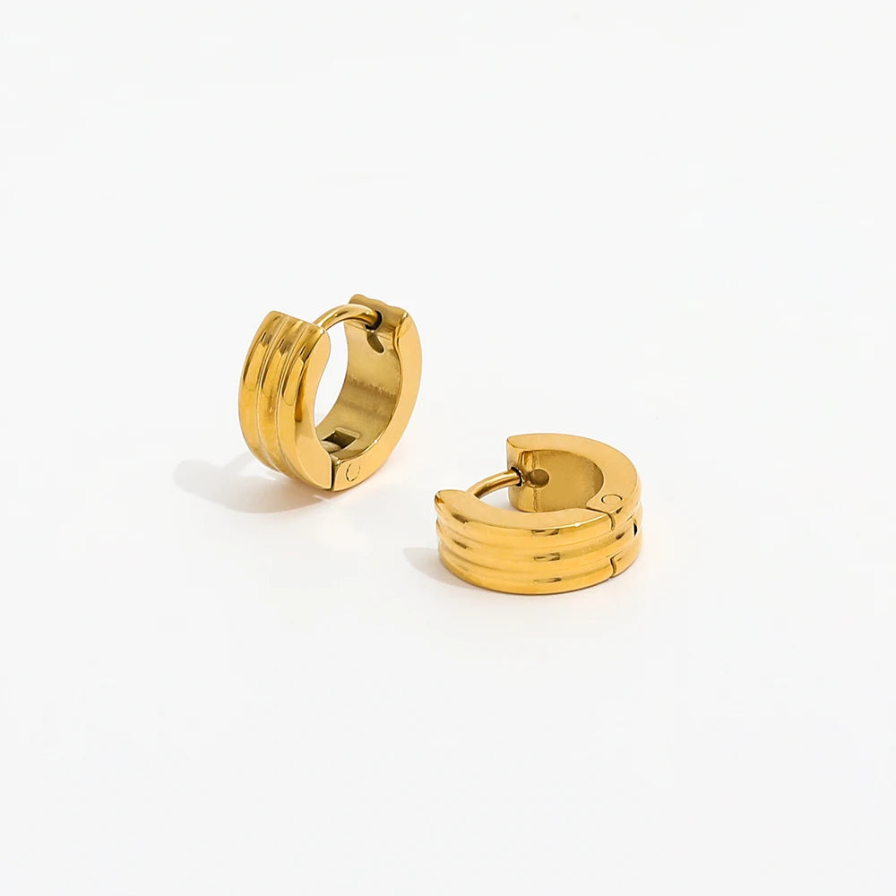 JOOLIM High End 18K Gold Plated Stainless Steel Chunky Layered Hoop Earring Simple Gold Earring Wholesale Tarnish Free & Waterpr