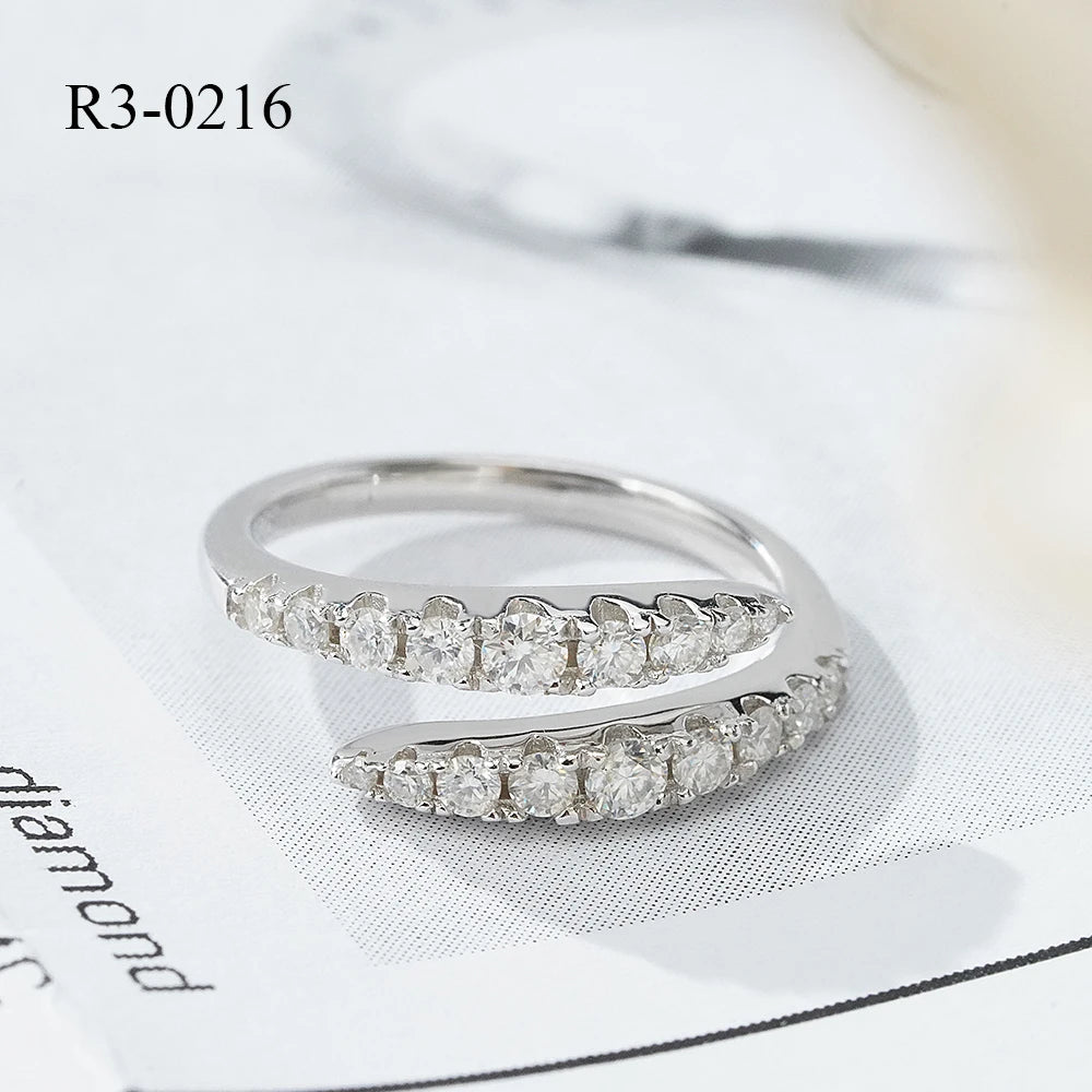 Spiral DNA Silver Promise Girls Luxury Design Mood Rings Sterling Silver Moissanite Wedding Ring