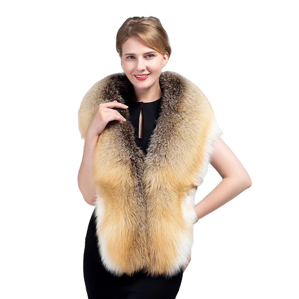 Whole Fox Skin with Paw Luxury Fox Fur Stole Women Cape Fox Fur