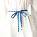 Retro Ladies Waist Chain Decorative Belt Simple Embroidered Alloy Pendant Fabric Belts