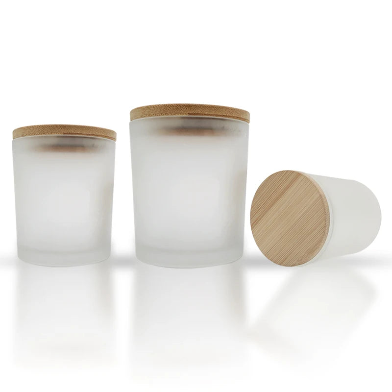Wholesale  220ml 7oz Frosted Glass Candle Jars Candle Containers for Home Hotel Making Candles With Lid