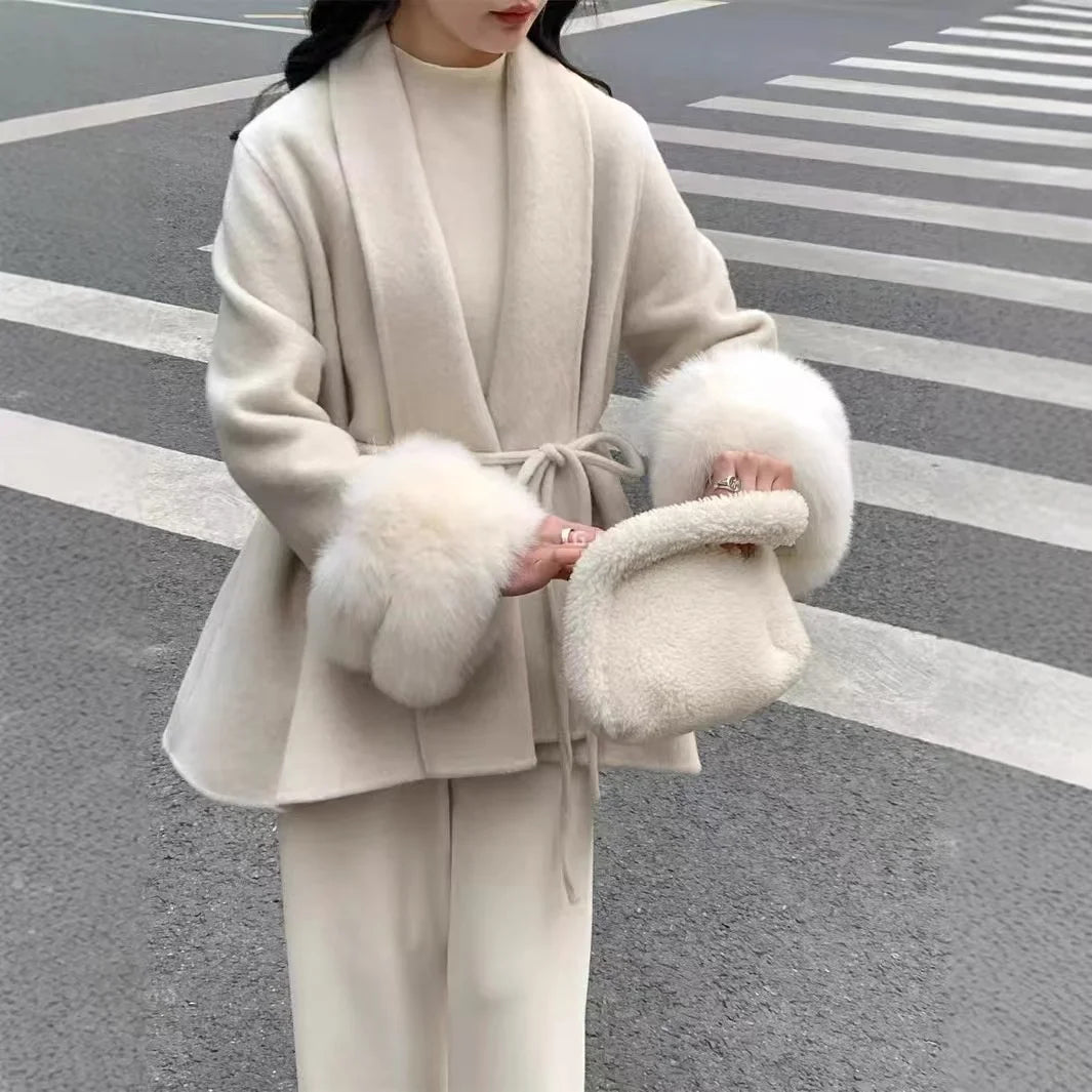 New Popular Winter Casual Temperament Coat Cuff with 2 Sections of Maomao