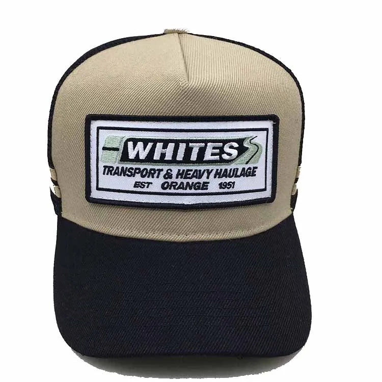 Customization 5 Panel Trucker Capmesh Cap With Embroidery Patch logo  and Stripes Private Labels