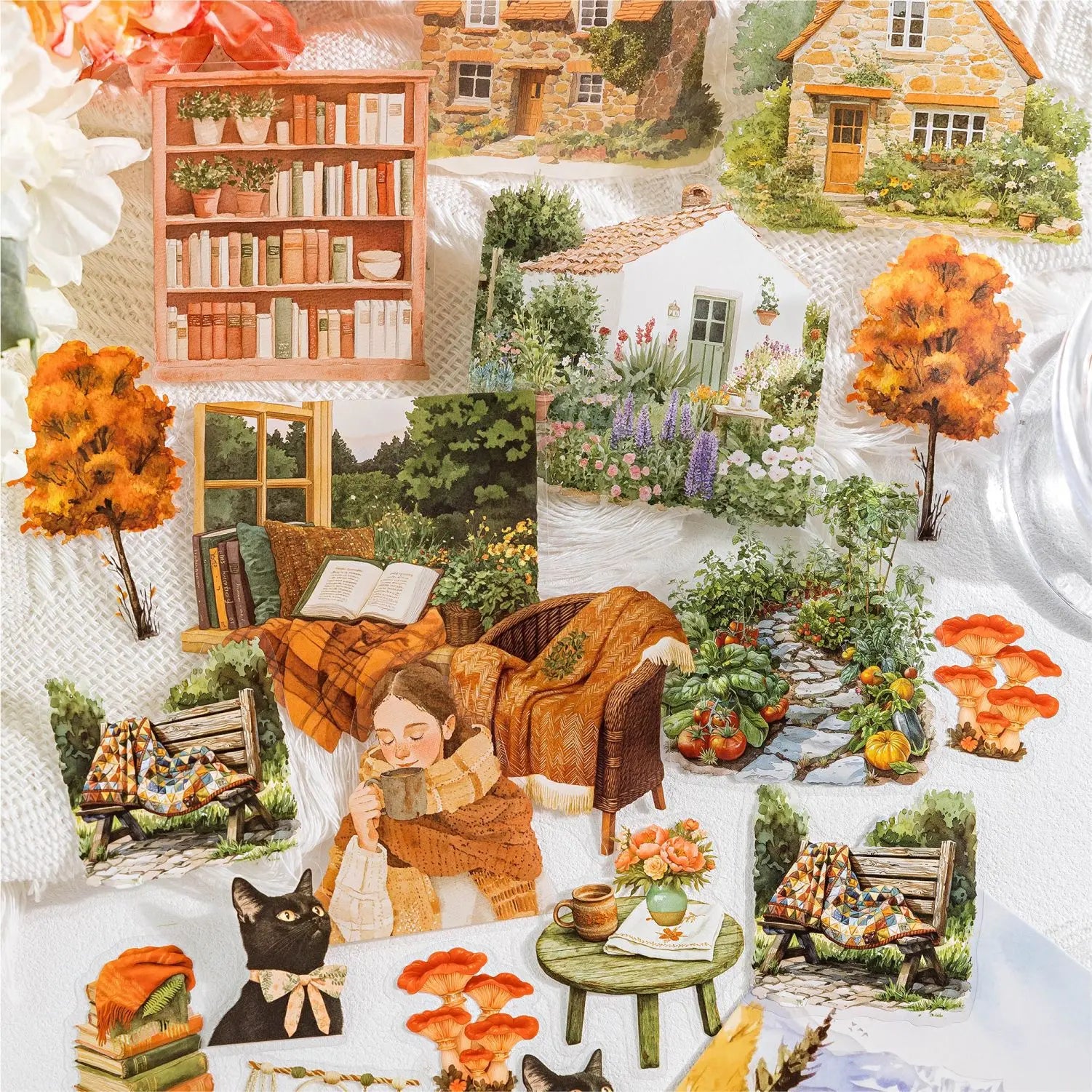 30pcs PET Series Field Life Landscape Handbook Material Stickers Pack Decorative Decorative Handmade Garden Life Scenes