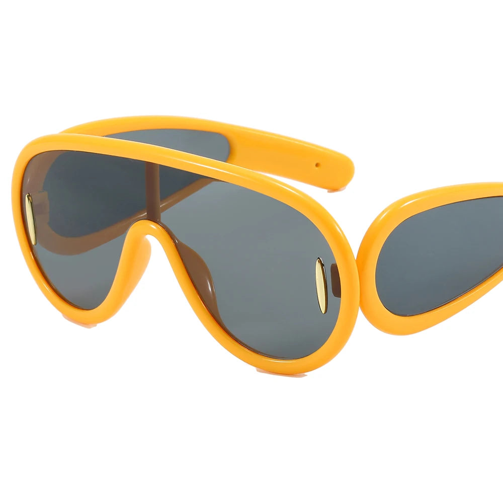 Y2K Sunglasses Fashionable Retro Trendy Blue/Black/White PC Luxury One Piece Lens Oversized Shield Personalised Top Sunglasses