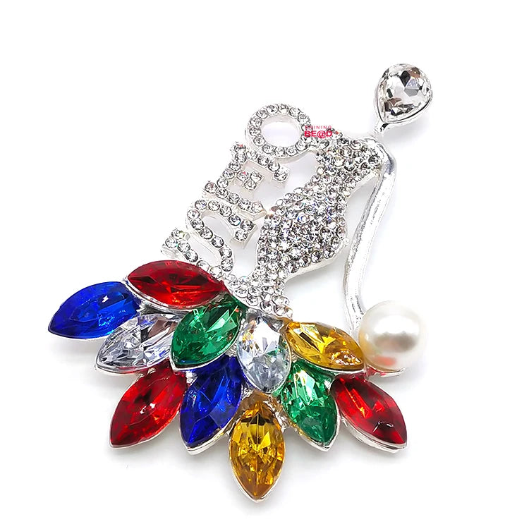 Greek Masonic Order Eastern Star Sorority Dance Lady Pearl Rhinestone Brooch Pin for Women Fashion Jewelry Accessories Wholesale