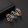 Hollow 12 Custom Roman Numerals Ring Master Your Time Rose Gold Stainless Steel Jewelry Lovers' Wedding Bands Latest Designs