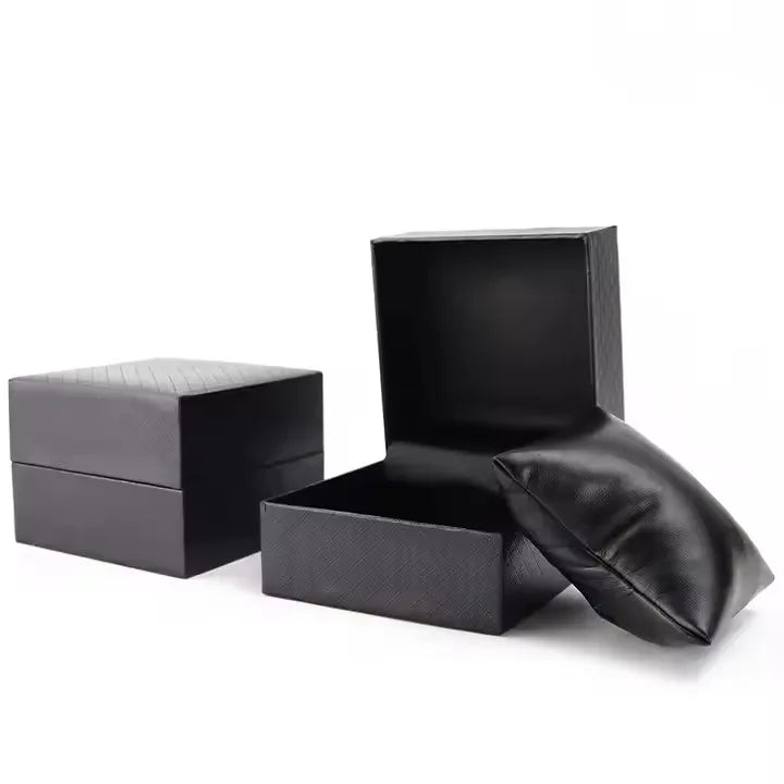 High-End Custom Logo Leather Pillow Cardboard Flip-Top Watch Box Luxury Packaging for Rectangular Watch Gift Case and Stylish