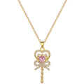 HOVANCI Fashion Jewelry 5 Real Gold Crystal Fairy Magic Wand Necklace Luxury Cz Zircon Dancing Girl Star Necklace
