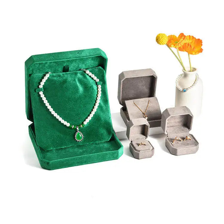 Factory Wholesale Velvet Jewelry Set Box Custom Logo Necklace Pendant Earring Ring Jewelry Packaging Box