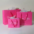 Shopping Boutique Hot Stamping Paper Bag Mini Clothes Party Pink White Luxury Gift Custom Paper Bag With Ribbon Handle