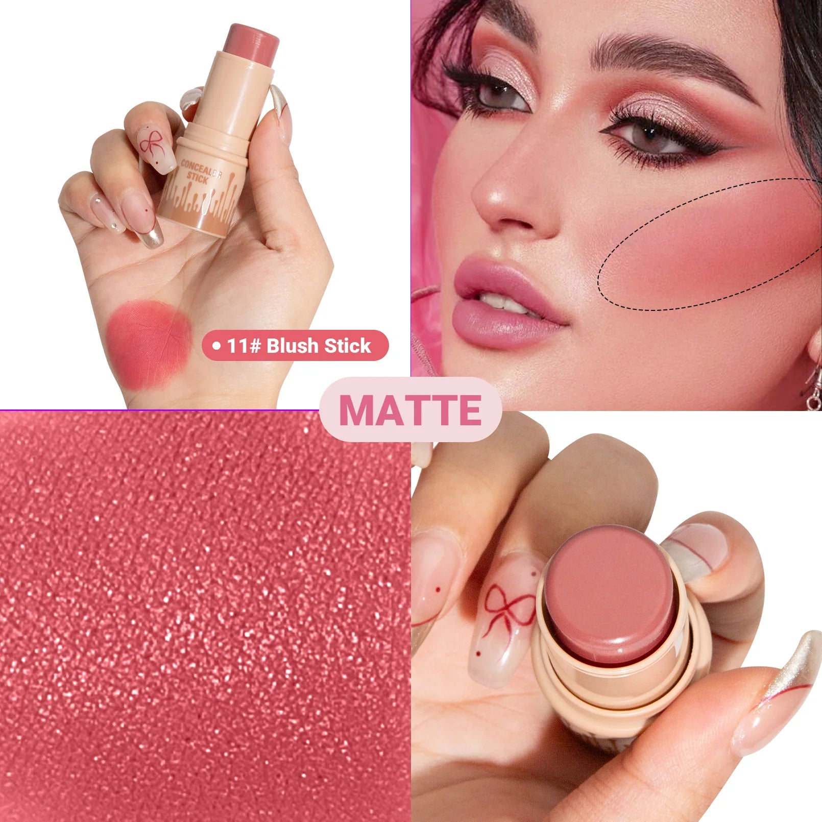Wholesale Customized Private Label 12 Colors Popsicle Shaped Blush Cream Multi-Function Blusher Stick