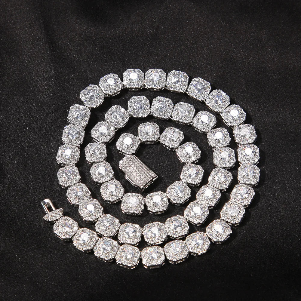 2021 Hip Hop Cubic Zircon Iced Out Charm Link Necklace Silver & Gold Plated Unisex for Anniversary or Gift