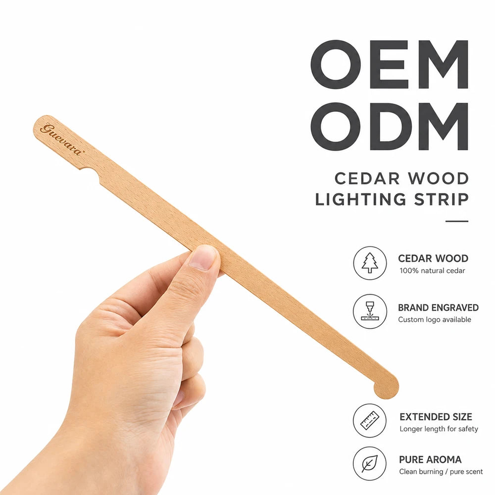 GUEVARA Natural Cedar Wood Strips Custom Logo Safety Cigar Lighting Burning Sticks Humidor Accessory Aging Moisture Keeping
