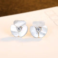 CZCITY Clover Stud Earrings Zirconia 925 Sterling Silver Earrings Seashell Stud Earrings for Women Bridal Jewelry Gifts