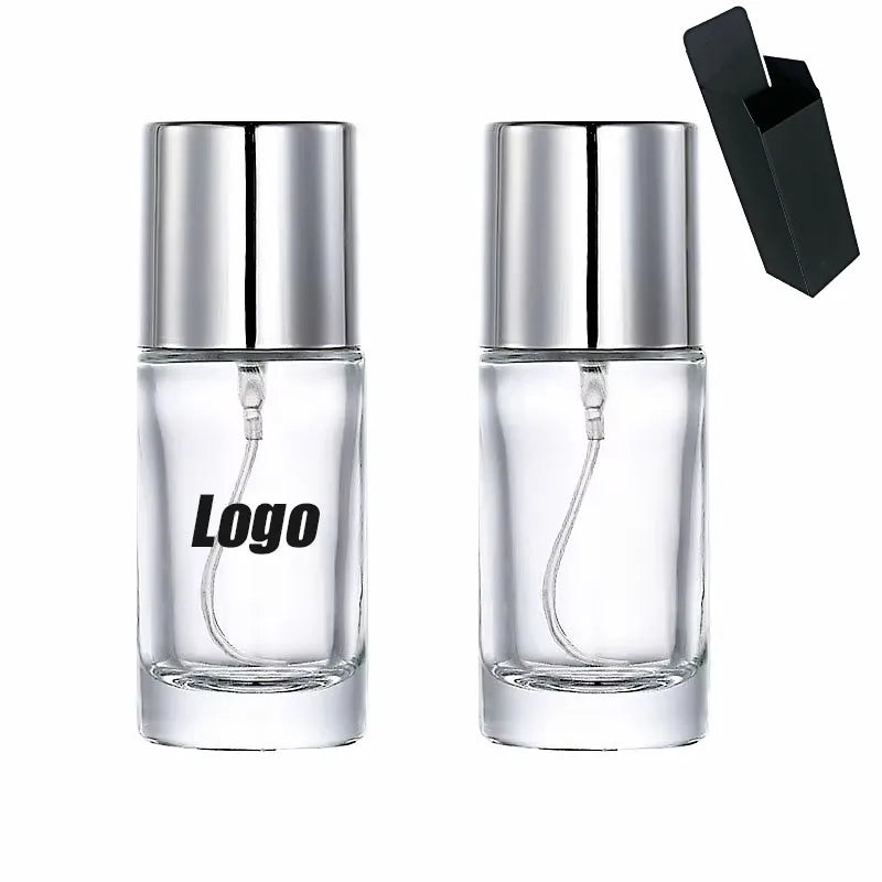 Round Perfume 20ml Spray Bottle Fragrance Silver Flat Cap Portable Clear Essential Oil Cylindrical Perfume Bottle Sub-Package